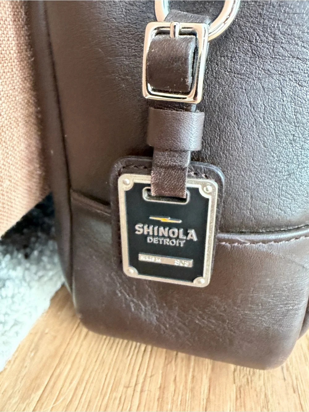 Shinola Dark Brown Leather Computer Briefcase with Detachable Strap
